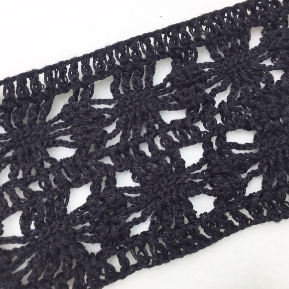 Black Crochet Scarf Wide Knit Head Scarf - Picture 5 of 8